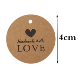 50pcs 4.2x5.5cm Hanging Lables Made with Love Kraft Paper Tag 10 meters Jute String for Handmade Wedding Party Favors Gift Label