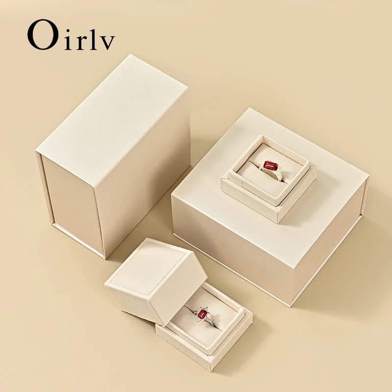 Oirlv Velvet Ring Gift Box with Outer Packaging Wedding Proposal Engagement Ring Box Birthday Gift Box with Blank Greeting Card