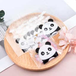 50pcs Self-Adhesive Bags Transparent Cute Panda Self-Adhesive Bags for DIY Jewelry Display Handmade Cookies Candy Packaging