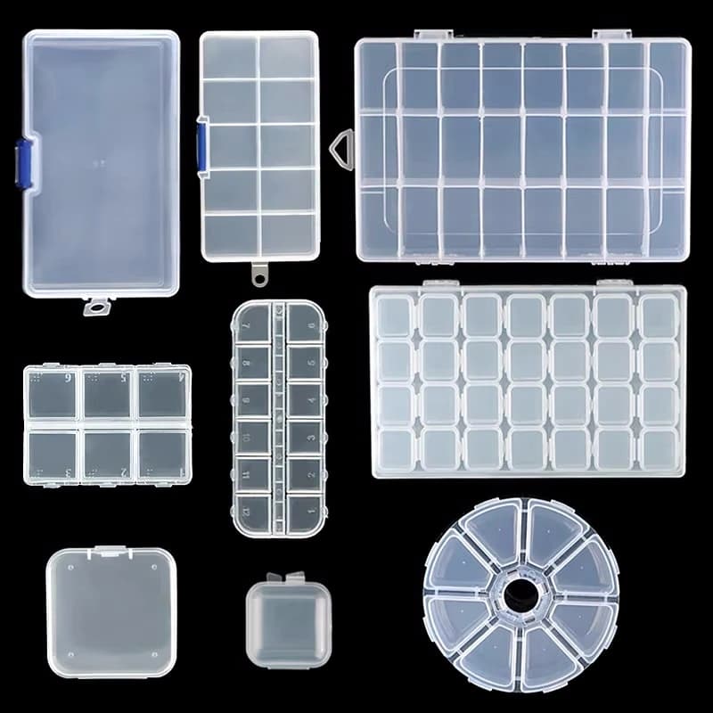 1Pcs Transparent Plastic Storage Jewelry Box Compartment Adjustable Container For Beads Earring Box Jewelry Rectangle Box Case