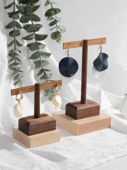 Wooden Earring Jewelry Holder Walnut Earring Organizer Hanging Stand Ring Display Stand Box Case Rack Jewellery Hanger Props