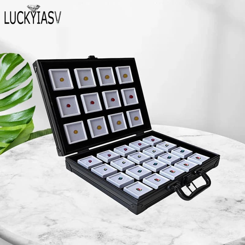 Portable Travel Gems Box Show Gemstone Storage Case Beads Diamond Pendant Exhibition Box Shockproof Gem Jars Exhibition Tray