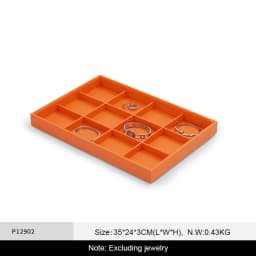 Oirlv Jewelry Tray Leather Necklace Display Bracelet Ring Watch Drawer Organizer Showcase Jewelry Display Tray Stackable Storage