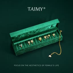 TAIMY Green Velvet Jewelry Box Travel Rings necklaces Storage Box With Lid Custom Logo Jewelry Case Jewelry Organizer Display