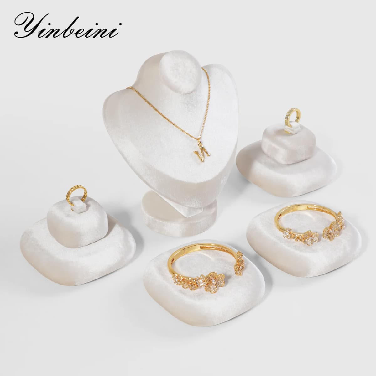 Yinbeini Velvet Jewelry Display Tray Ring Earring Pendant Necklace Storage Tray Display Tray TB028