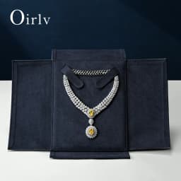 Oirlv Luxury Necklace Storage Case - Premium Faux Leather Exterior Soft Suede Interior, Jewelry Organizer for High-End Necklaces