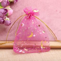 50pcs/lot Moon Star Jewelry Bag Organza Gift Bag 7x9cm 9x12cm 10x15cm 13x18cm Candy Bag Jewelry Packing Drawstring Bags