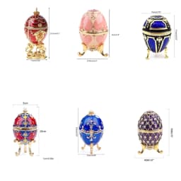 Faberge-Egg Luxury Series Hand Painted Jewelry Trinket Box Unique Gift for Easter Home Decor Collectible