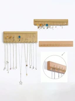Wooden Necklace Display Stands Jewelry Display Shelf Rack Bracelet Holder Jewellery Hanging Props Earring Case Wall Sticker
