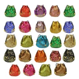 24pc Silk Brocade Jewelry Storage Bag Pouch Bag Small Satin Coin Purse Chinese Brocade Embroidered Drawstring Gift Bag for Ring
