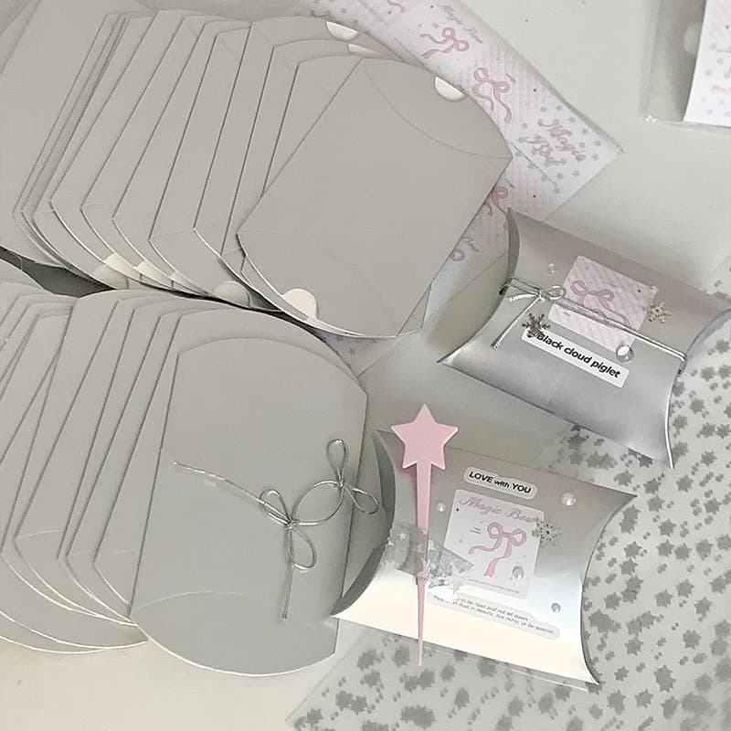 50PCS Silver Color Paper Jewelry Box Blank Blind Bag Packaging Earring Necklaces Rings DIY Christmas Hollween Wrapping Wholesale