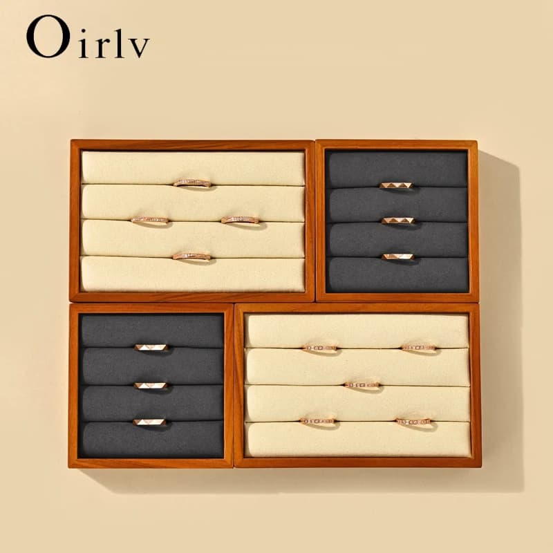 Oirlv New Solid Wooden Ring Display Tray Jewelry Storage Plate For Ring Jewellery Counter Showcase Props Jewellery Organizer