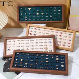 Velvet Walnut Jewelry Tray Light Luxury Ring Earrings Necklace Pearl Chain Bracelet Tray Jewelry Display Props