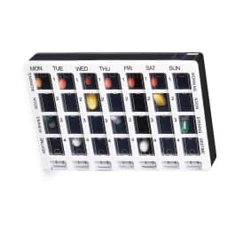 1pc Plastic Pill Storage box 28 Grids Pill Storage Box Pills Vitamins Organizer Weekly Medicine Storage Case