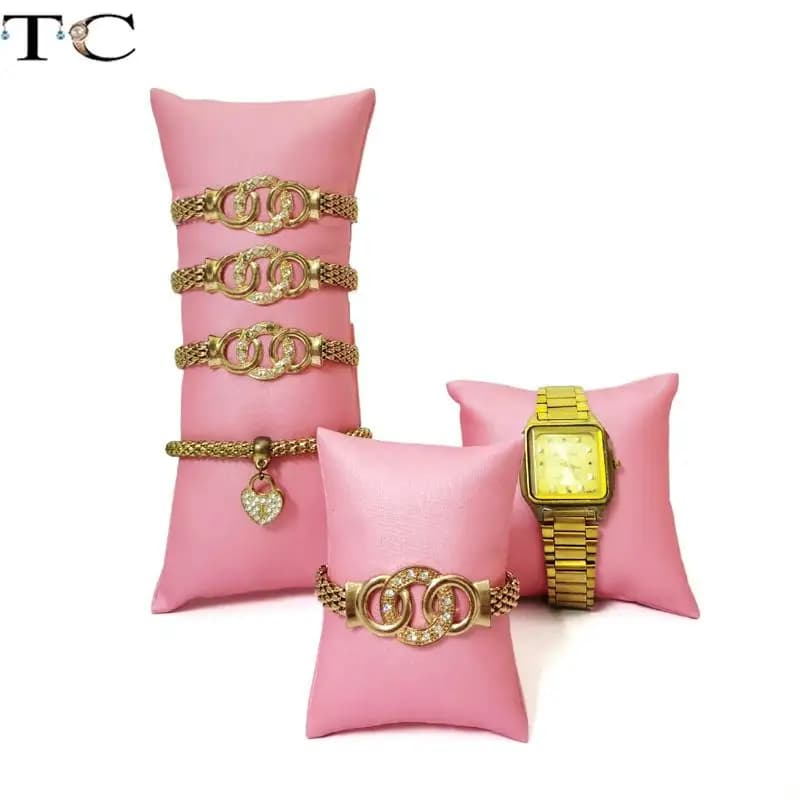 Pink Brushed Leather Jewelry Display Pillow Watch Bracelet Storage Display Pillow Bracelet Necklace Display Pillow