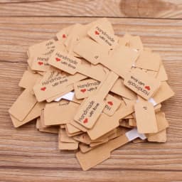 100PCS Multi Style Ring Folded Labels White/Kraft Handmade with Love Ring Price Labels Jewelry Tag Sticker Labels 6*1.2cm