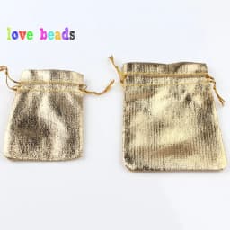 50pcs/lot Gold Silver Color Adjustable Jewelry Packing Bags 7x9cm 9x12cm Party Candy Drawstring Wedding Gift Bags & Pouches