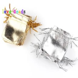 50pcs/lot Gold Silver Color Adjustable Jewelry Packing Bags 7x9cm 9x12cm Party Candy Drawstring Wedding Gift Bags & Pouches