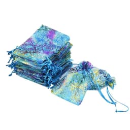 100pcs 7x9cm 9x12cm Coral Bronzing Drawstring Organza Bags Jewelry Packaging Bag Wedding Christmas Gift Bags Jewelry Pouches