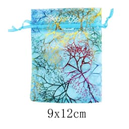 100pcs 7x9cm 9x12cm Coral Bronzing Drawstring Organza Bags Jewelry Packaging Bag Wedding Christmas Gift Bags Jewelry Pouches