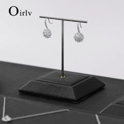 Oirlv Black Leather Jewelry Display Set Shop Cabinet Display Prop for Necklace Display Bust Ring Earrings Bangle Decoration Rack