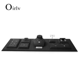 Oirlv Black Leather Jewelry Display Set Shop Cabinet Display Prop for Necklace Display Bust Ring Earrings Bangle Decoration Rack