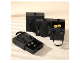10pcs Paper Jewelry Box Bracelet Necklace Ring Earring Box Ribbon Handle Kraft Wedding Gifts Packaging Box Jewelry Accessories