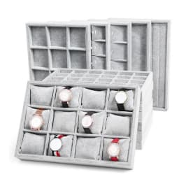 Fashion Ice Grey Velvet Jewelry Tray Jewelllery Storage Box Watch Holder Necklace Ring Earrings Pendant Display Organizer Series