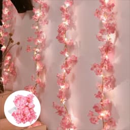 2M 20LEDs Cherry Blossom Fairy String Battery Light Garland Artificial Flower Vines Lights for Wedding Party Holiday Decoration