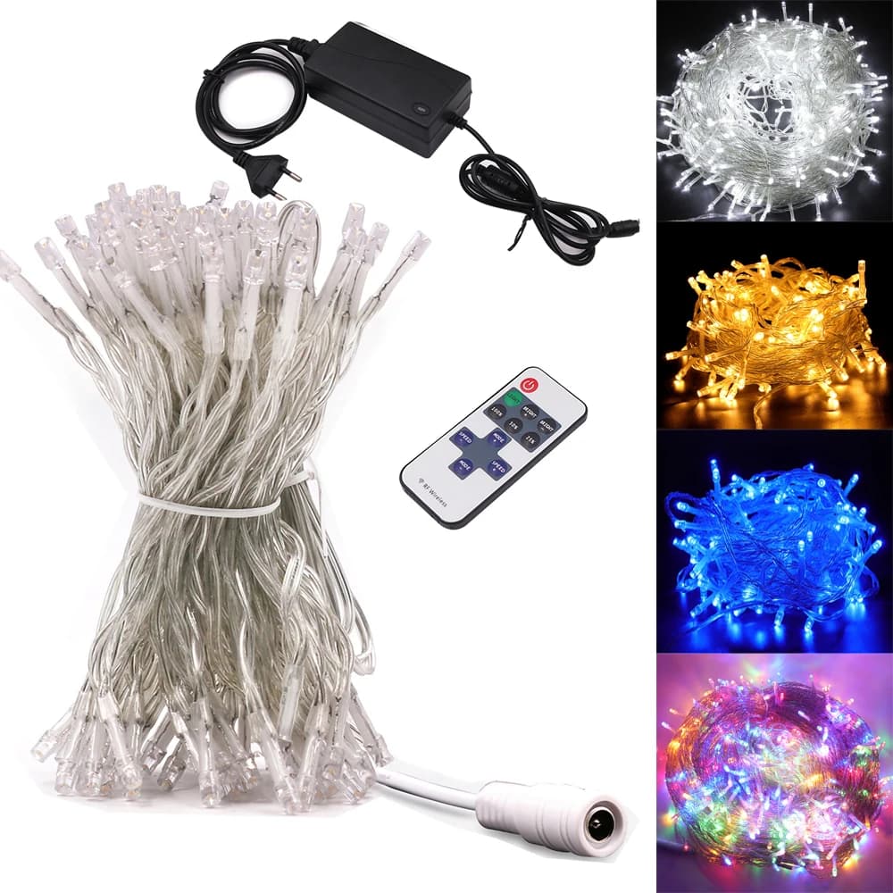 DC12V LED String Light 10M 20M 30M 50M Fairy LED Garland Light for Christmas Wedding Decoration with EU/US/AU/UK Plug Dimmer