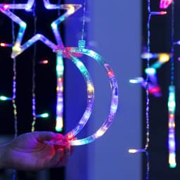 3.5M LED Curtain String Lights Fairy Decoration Holiday Garland Moon Star Lamp for Home Garden Christmas Party New Year Wedding