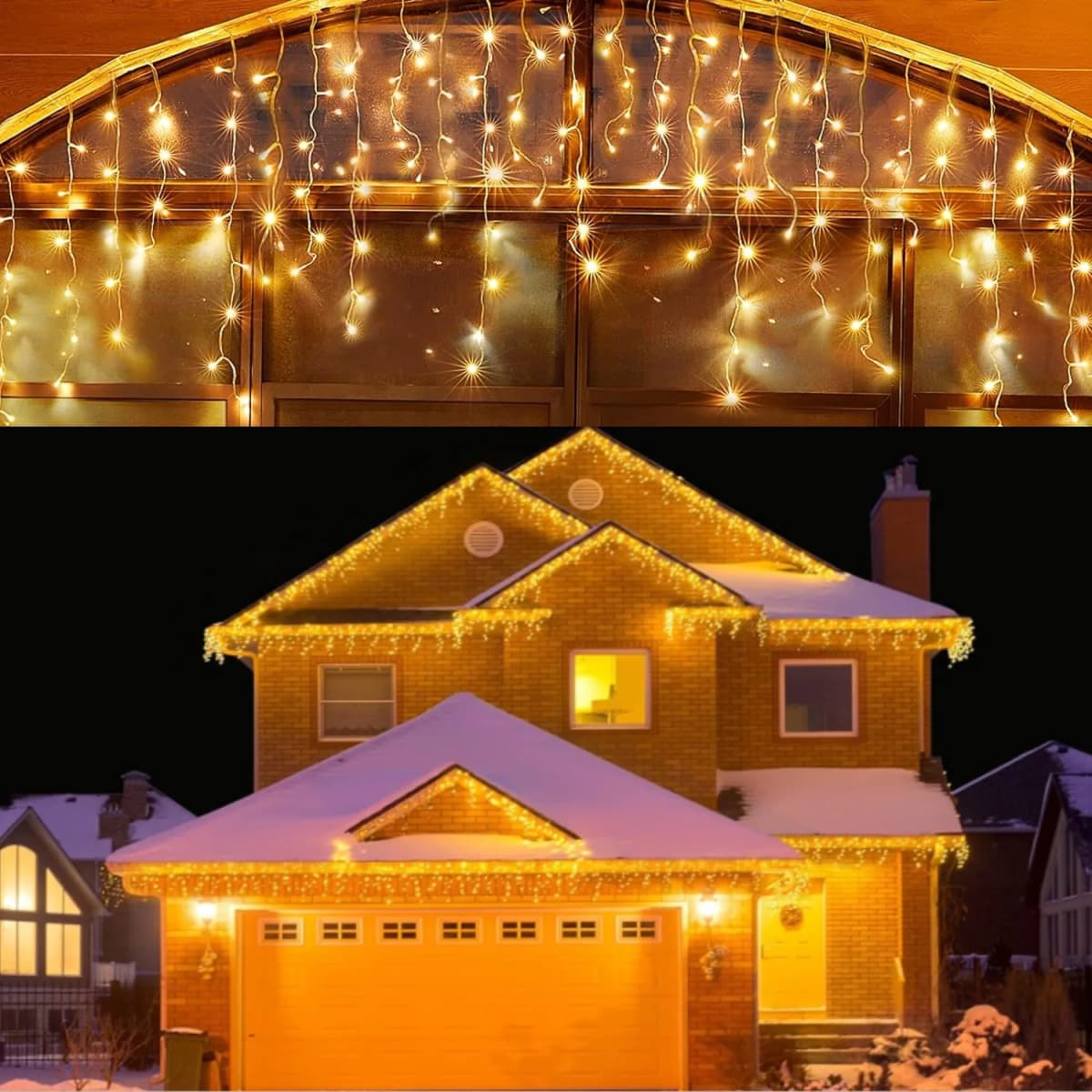 Christmas Decorations Icicle String Lights 7m-35m Hanging Garland Outdoor Indoor Fairy Lights for Wedding Holiday US EU Plug