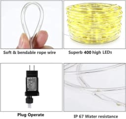 Christmas Decorations Tube Fairy Lights For Home 2026 Festoon Led Tube Rope String Light Plug-Operated 10/20/30/40M New Year