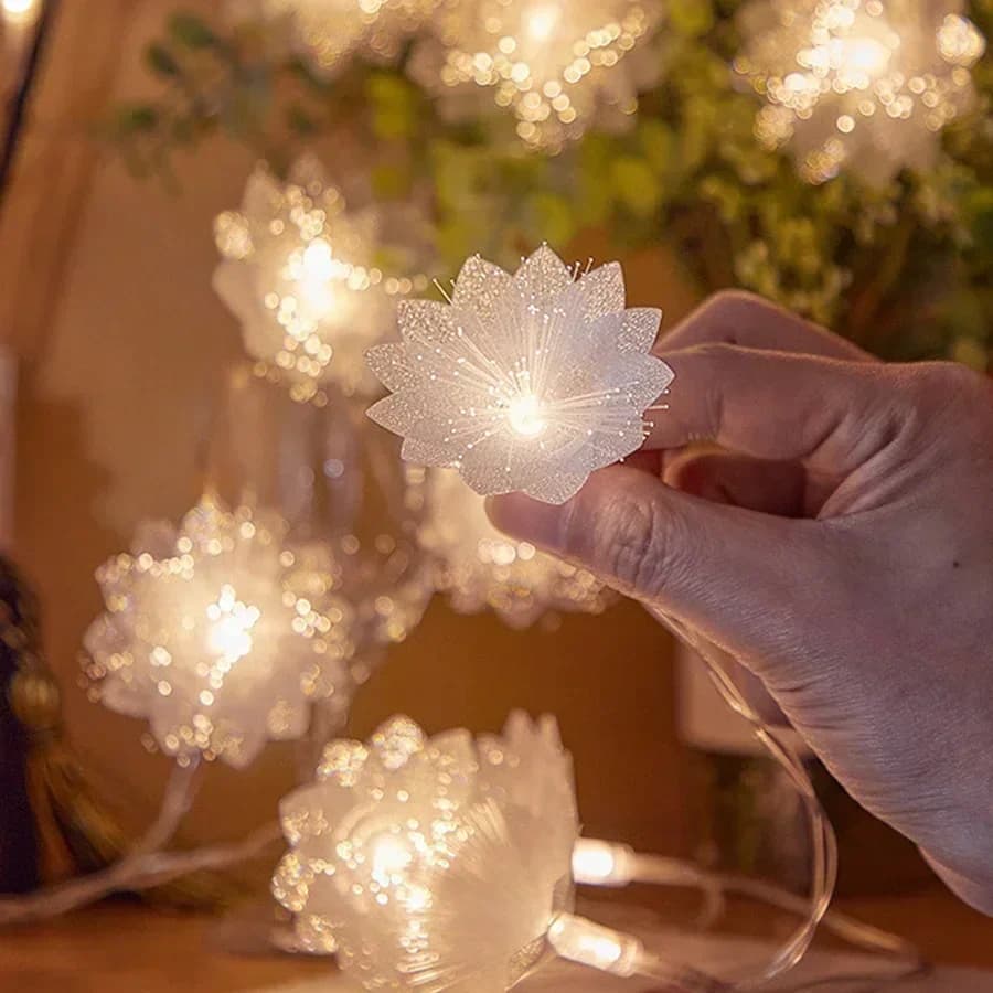 Fiber Optic Fairy Light 2/3M LED Battery-operated Garland Christmas Decoration Party New Year's Decor Artificial Flowers Festoon