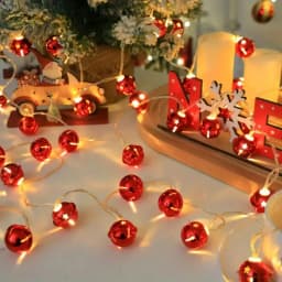 1pc Christmas Red Green Bells String Lights Hanging Garland Decorative Lamp Battery Powered For Home Bedroom Fireplace Decor