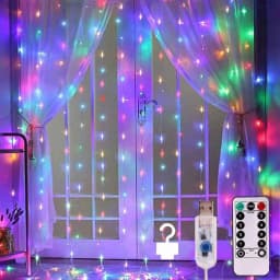 300LED Curtain Fairy Lights 8 Modes Indoor Twinkle String Lights with Remote Bedroom Window Wedding Party Wall Decor Christmas