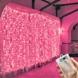 3/6M Pink Fairy LED Curtain String Light Outdoor Decor Battery Power for Eid Mubarak Wedding Birthday Valentine's Day Decor