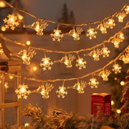LED Snowflake Light Garland Stars Fairy Light Battery-operated Xmas Tree Elk Decorativa Garland Party Wedding New Year's Decor