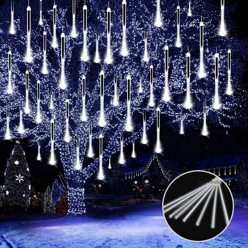 USB Falling Meteor Lights LED String Warm White Blue Colorful 30CM8Tubes 50CM8Tubes IP54 Waterproof 8 Modes Festival Yard Decor
