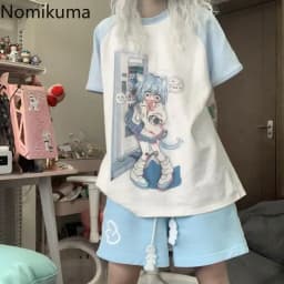 Shorts for Women's Kawaii Women Clothing Japanese Summer Short Pant Print Drawstring Casual Y2k Pantalones 2025 Fashion Bottoms