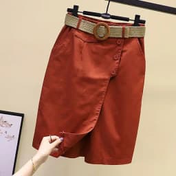 Pants Skirt for Women Shorts Summer Wide Leg Blue High Waist Straight-legged Pockets Woman Short Black Korean Fashion Culotte