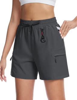 TACVASEN Women's UPF 50+ Hiking Cargo Shorts Lightweight Water Resistant 5" Athletic Shorts with Zipper Pockets Golf Summer