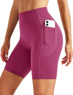 TACVASEN Womens No Front Seam Yoga Shorts with Pockets High Waisted Biker Shorts Quick Dry Butt Lifting Workout Running Shorts
