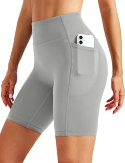 TACVASEN Womens No Front Seam Yoga Shorts with Pockets High Waisted Biker Shorts Quick Dry Butt Lifting Workout Running Shorts