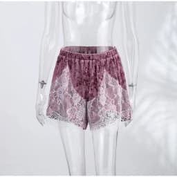 Lace Trim Women Shorts Vintage Velvet Lace Shorts High Waist Versatile Shorts Daily Fashion Casual Outfit Stylish Party Outfit