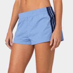 Sports Shorts Women Summer Casual Shorts Fashion Stripe Print Elastic Waist Mini Shorts Loose Workout Short Pants Beach Shorts