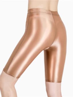 New Oil Glossy Mesh Seven Points Shorts Sexy Yoga Pants High Elasticity Perspective Korean Style Women Fashion Polychrome 4HOA