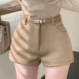 FOTVOTEE Fashion High Waisted Shorts Women Casual Solid Slim Short Pants with Belt 2025 New Retro All Match Simple Female Shorts