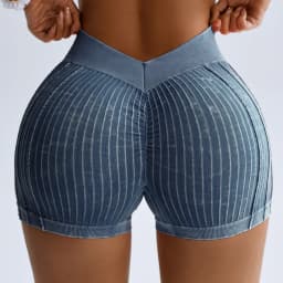 Women Gym Sand Wash Shorts V Back Biker Scrunch Sports Thread Pants Yoga Fitness Workout Training High Waist Tights Sportswear