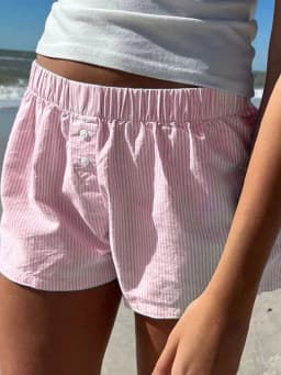 Women's Striped Print Casual Elastic Waist Shorts Fashion Button Detail Streetwear Chic Y2K Loose Fit Basic Summer Shorts